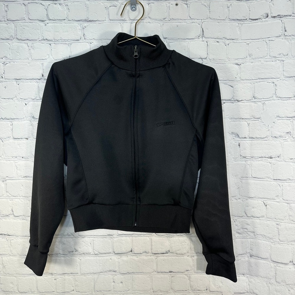 Nike x SKIMS Women Black Full Zip Track Jacket Cropped Mock Neck Small